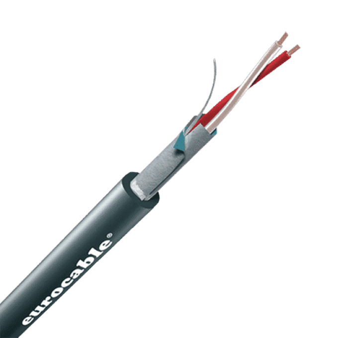 Симметричный аудиокабель OD 3,1мм, сечение 2х0.22мм.кв./24AWG, экран алюминиевый, изоляция ПВХ, чёрный EUROCABLE CVS-LK02N2A