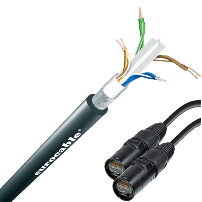 Патч-корд кабель CAT6 S-UTP, разъём Ethercon 5 black, 5м EUROCABLE ER6N5B6SM5Y