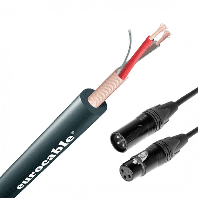 Микрофонный кабель, разъёмы Neutrik XLR 3 чёрный/серебро, 10м EUROCABLE MNXEBSENM10Y